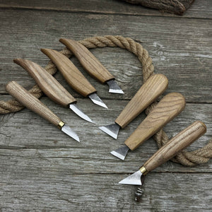 7-Piece Wood Carving Knife Set detail view by Sharky Forged Steel Tools