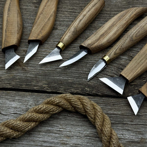 7-Piece Wood Carving Knife Set detail view by Sharky Forged Steel Tools