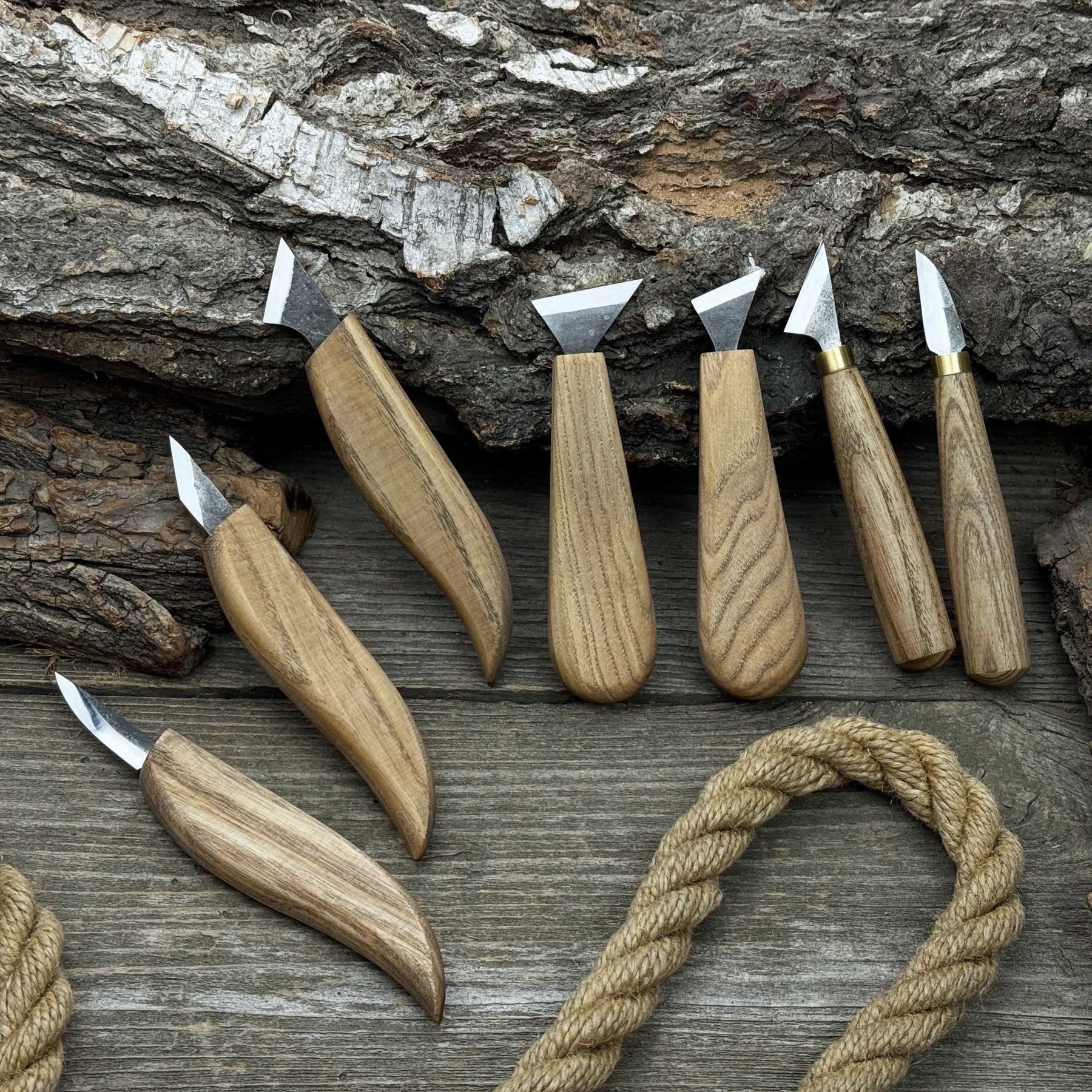 7-Piece Wood Carving Knife Set detail view by Sharky Forged Steel Tools