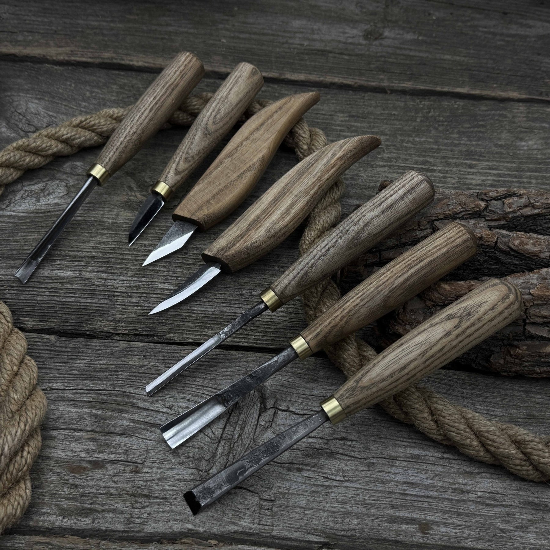 7-Piece Wood Carving Tool Set detail view by Sharky Forged Steel Tools