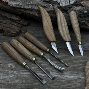 7-Piece Wood Carving Tool Set detail view by Sharky Forged Steel Tools