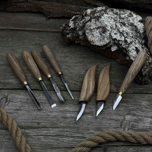 7-Piece Wood Carving Tool Set detail view by Sharky Forged Steel Tools