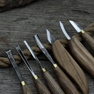 7-Piece Wood Carving Tool Set detail view by Sharky Forged Steel Tools