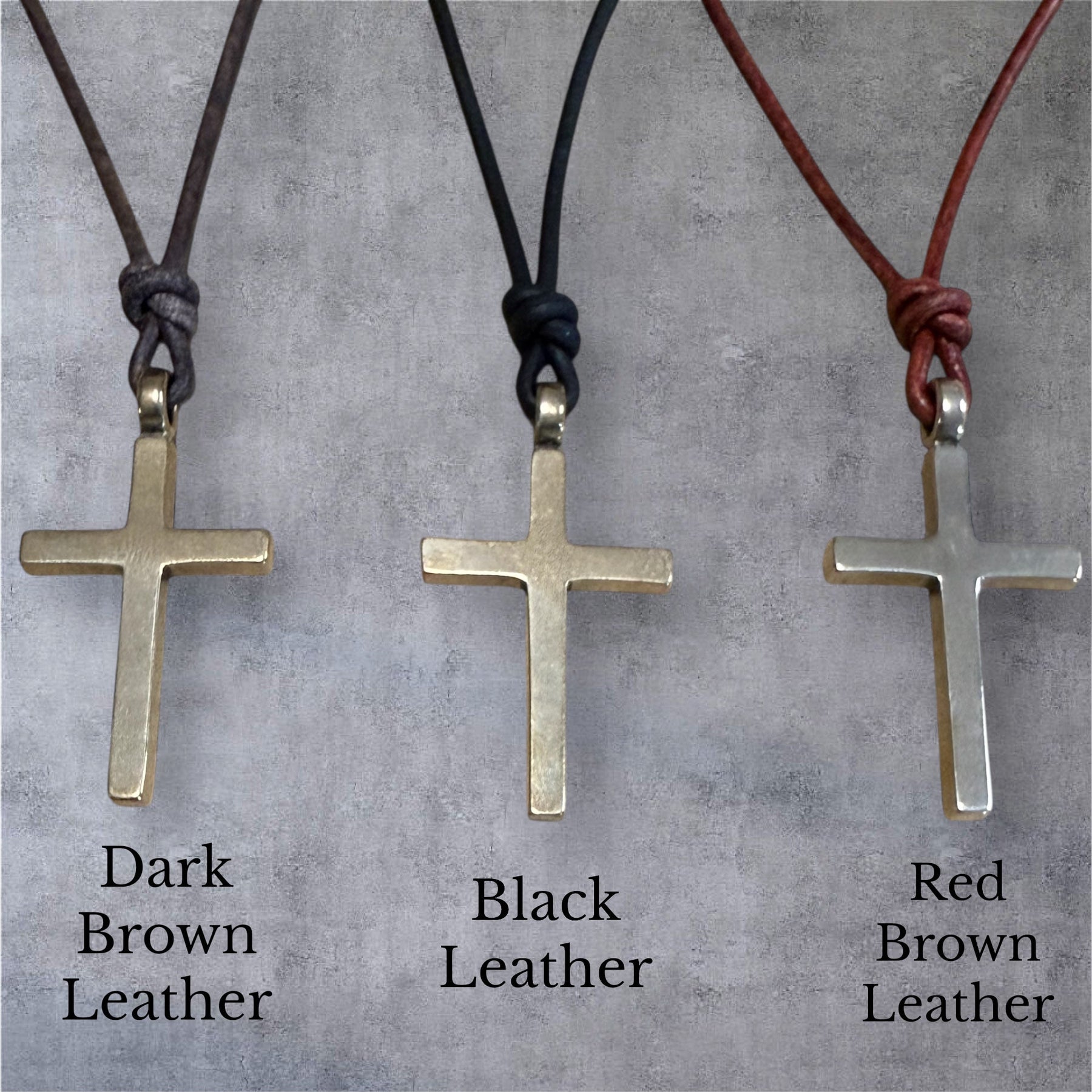 FAITH Classic Cross Necklace - Bronze on Leather Cord by Forged By Fire — view 9 of 10