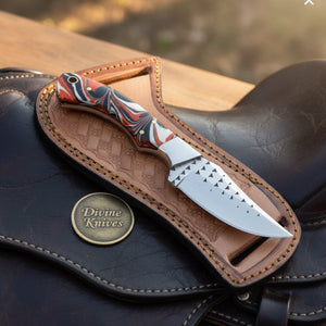 Orange Marble Resin Cowboy Belt Knife with product detail, view 5