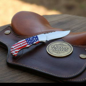 American Flag Lockback Pocket Knife with product detail, view 7