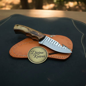 Hand-Forged Rasp Steel Wood Gut Hook Knife product detail, view 4