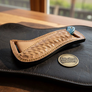 Blue Farrier Rasp Cowboy Belt Knife with product detail, view 5