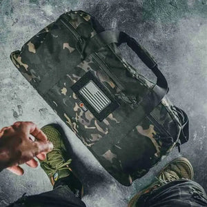 72-Hour 500D Cordura Duffle Bag by Recycled Firefighter, handmade leather goods detail photo 6