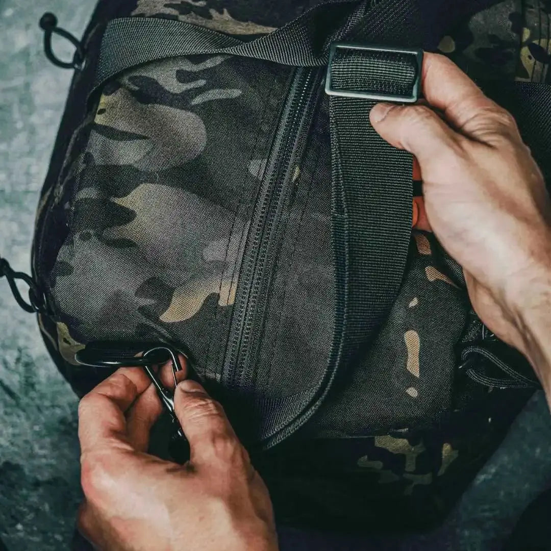 72-Hour 500D Cordura Duffle Bag by Recycled Firefighter, handmade leather goods detail photo 7