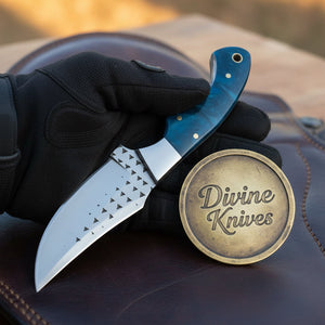 Blue Farrier Rasp Cowboy Belt Knife with product detail, view 6