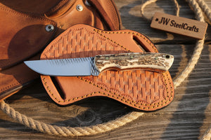 Timberline Drop Point Knife 9" Handmade Carbon Steel with Jimped Spine