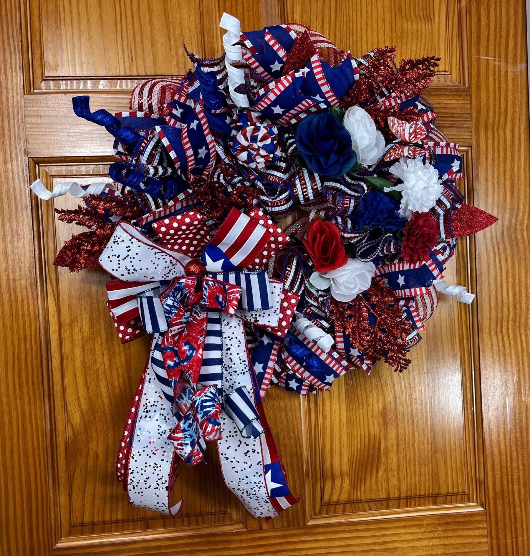Red, White & Blue 4th of July Wreath | Front Door Decor by Bouge Creations, view 3