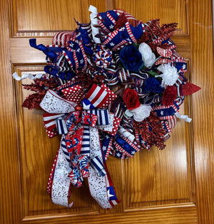 Red, White & Blue 4th of July Wreath | Front Door Decor by Bouge Creations, view 3