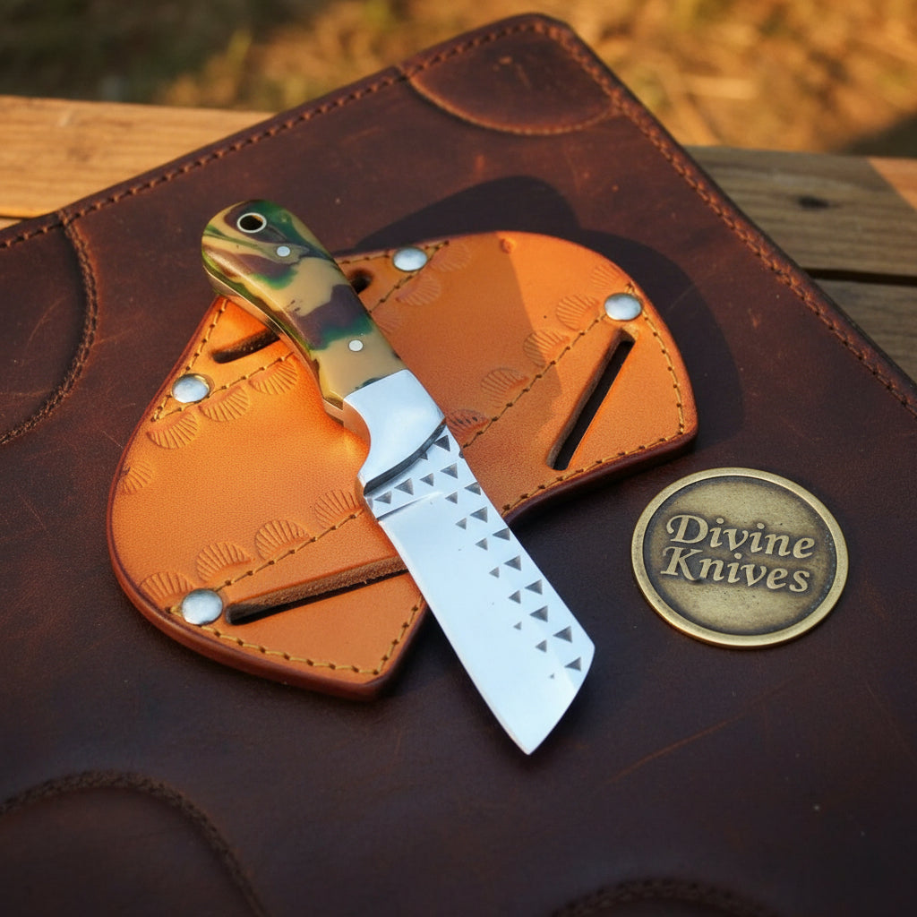 Camo Resin Rasp Bull Cutter Knife with Broad by Divine Knives