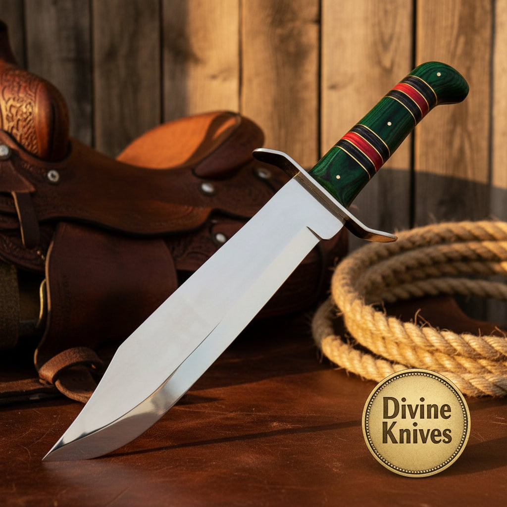 J2 Steel Sub-Hilt Bowie Knife with Mirror Polish Blade by Divine Knives
