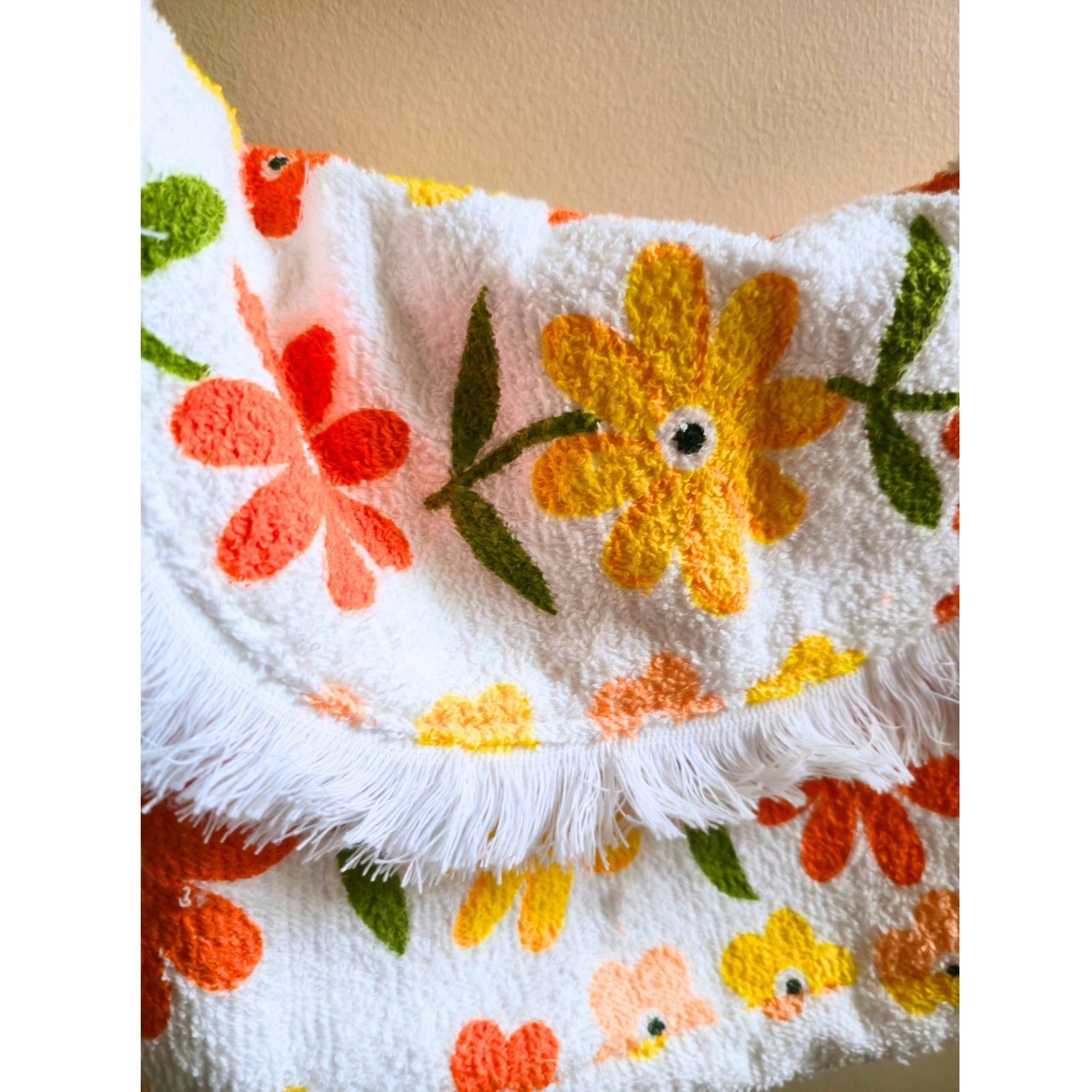 Upcycled Vintage Towel Crossbody Bag, Floral Messenger Bag, Adjustable Strap