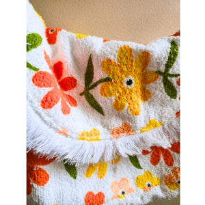 Upcycled Vintage Towel Crossbody Bag, Floral Messenger Bag, Adjustable Strap