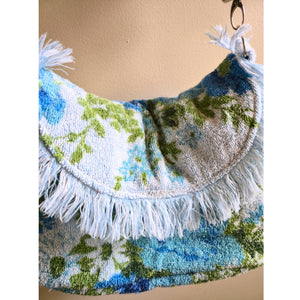 Upcycled Vintage Towel Crossbody Bag, Floral Messenger Bag, Adjustable Strap