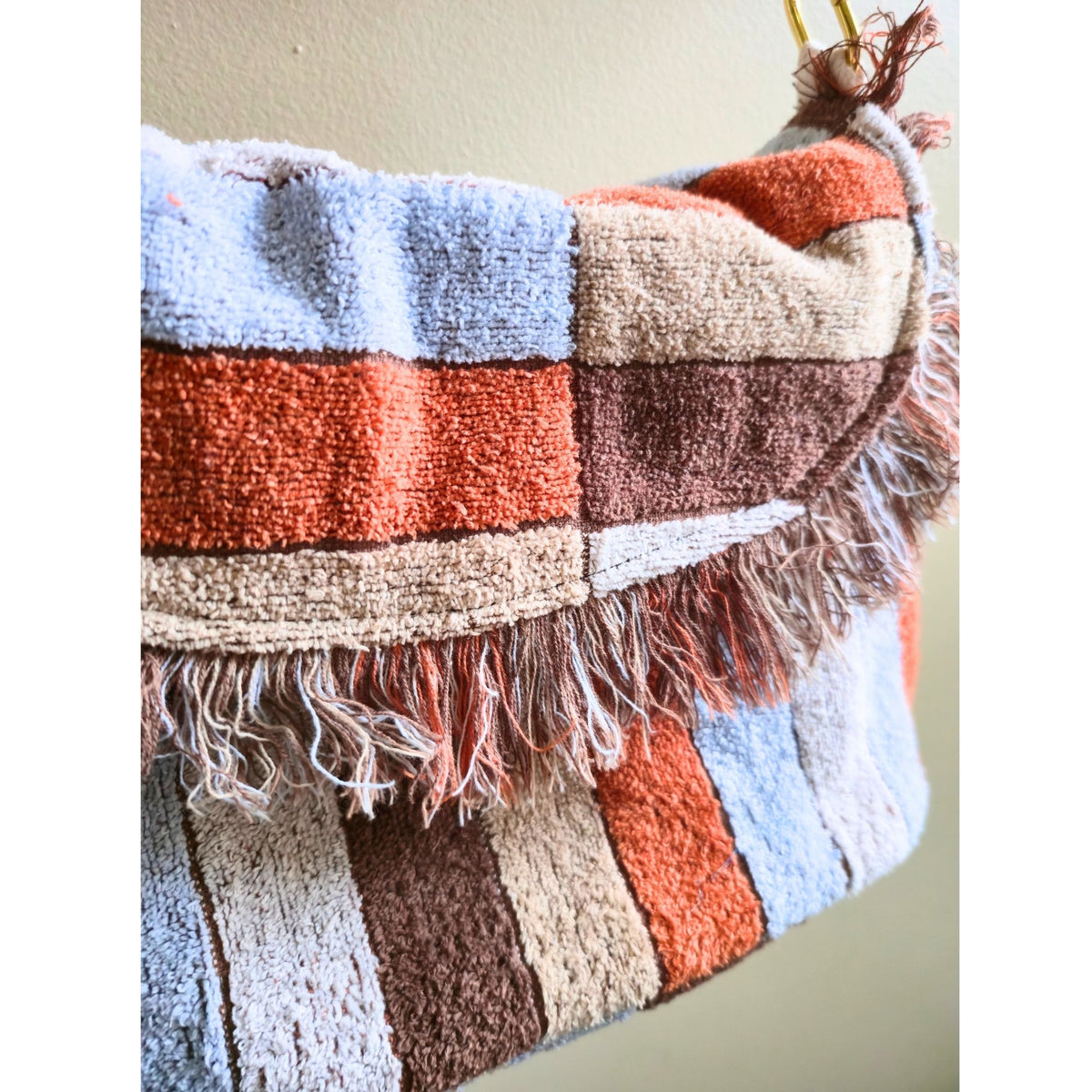 Upcycled Vintage Towel Crossbody Bag, Retro Messenger Bag, Adjustable Strap