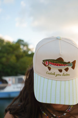 Catch You Later - Green Stripe Hat by KenzKustomz — product view 10