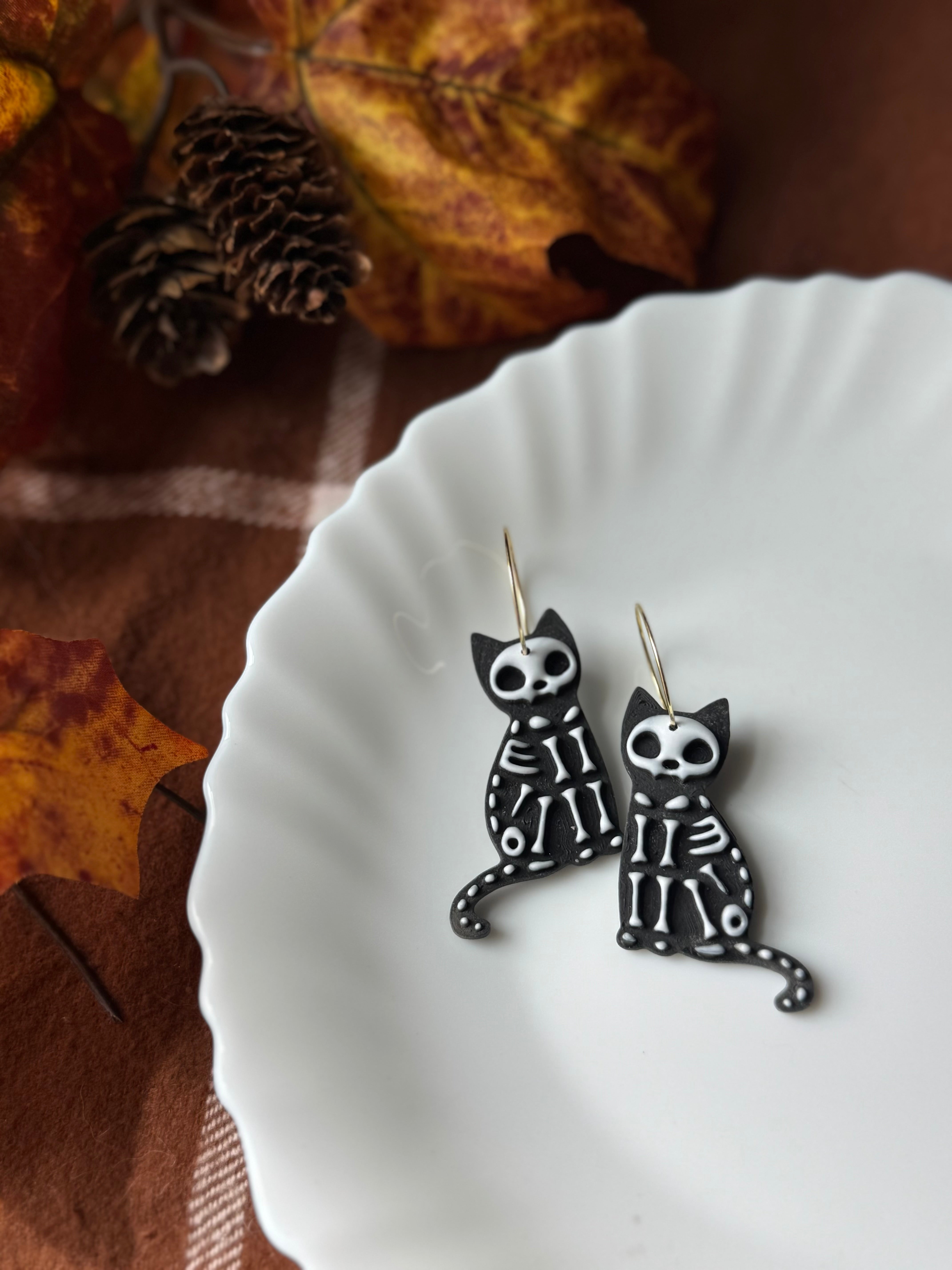 Skelekittens handmade polymer clay earrings by Shop Something Earthy — view 1 of 2
