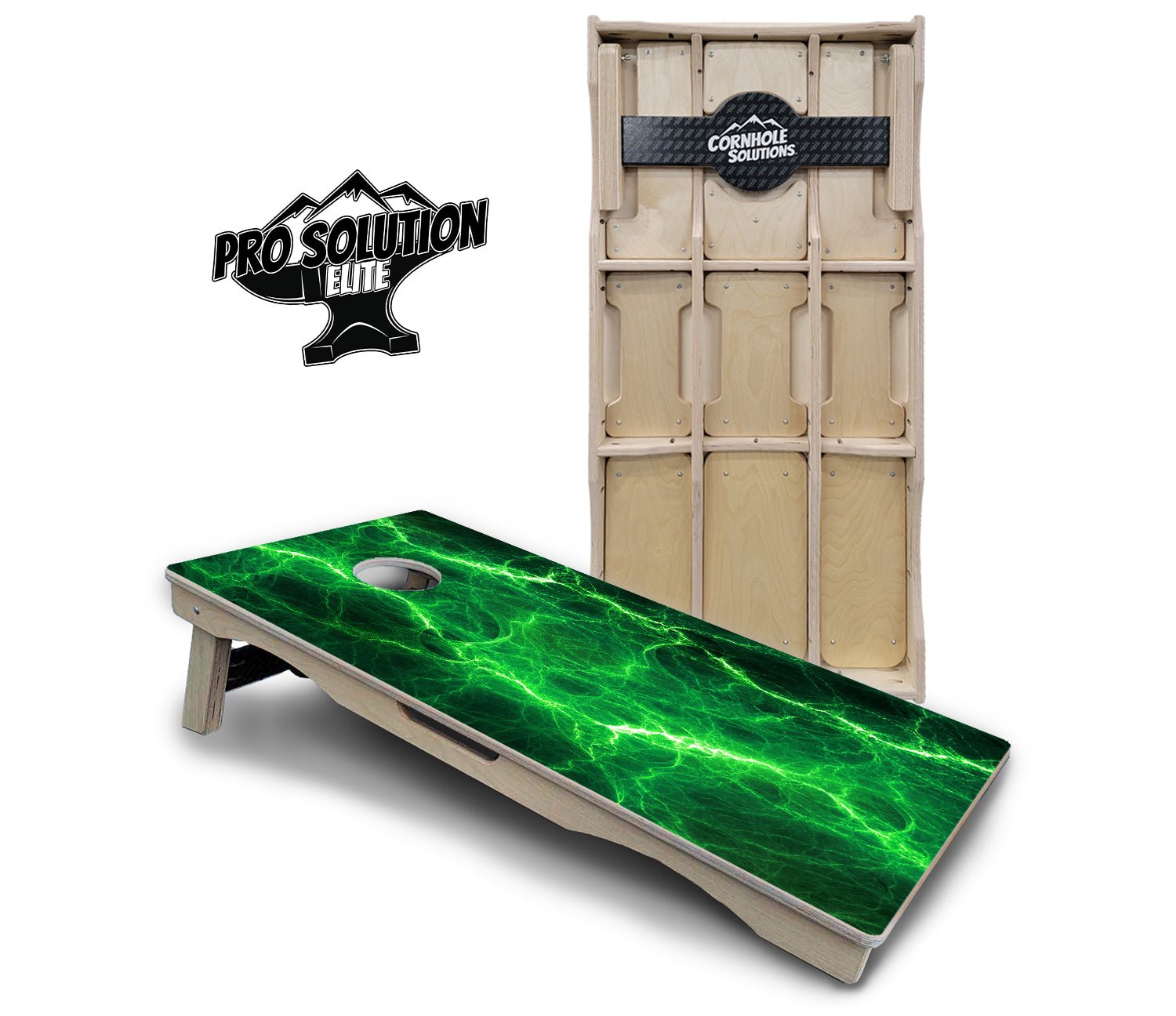Blue & Green Lightning Cornhole Boards - Pro Elite Series