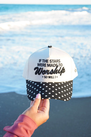 Stars Were Made to Worship - Black Polka Dot Trucker Hat by KenzKustomz — product view 5