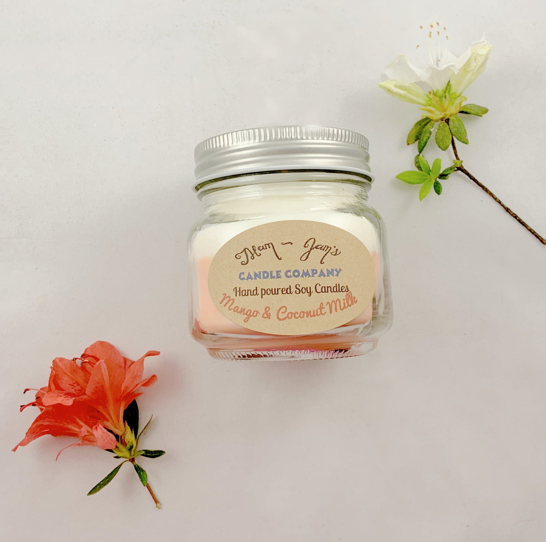 Mango and Coconut soy candle and wax melts by Mam Jam’s Candle Company, detail image 3
