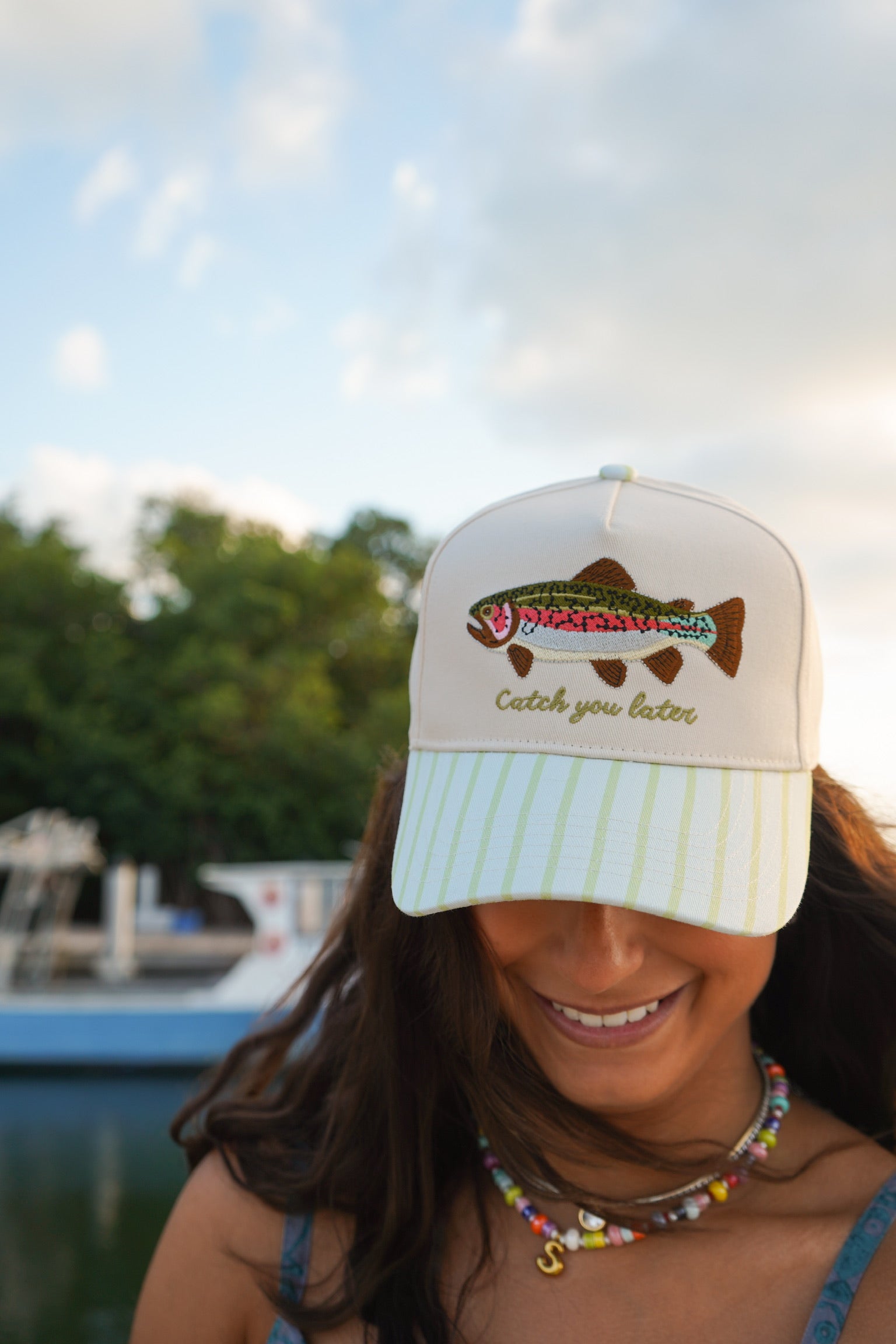 Catch You Later - Green Stripe Hat by KenzKustomz — product view 8