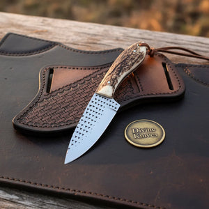 Crown Stag Drop Point Hunter Knife by Divine Knives, product view 2