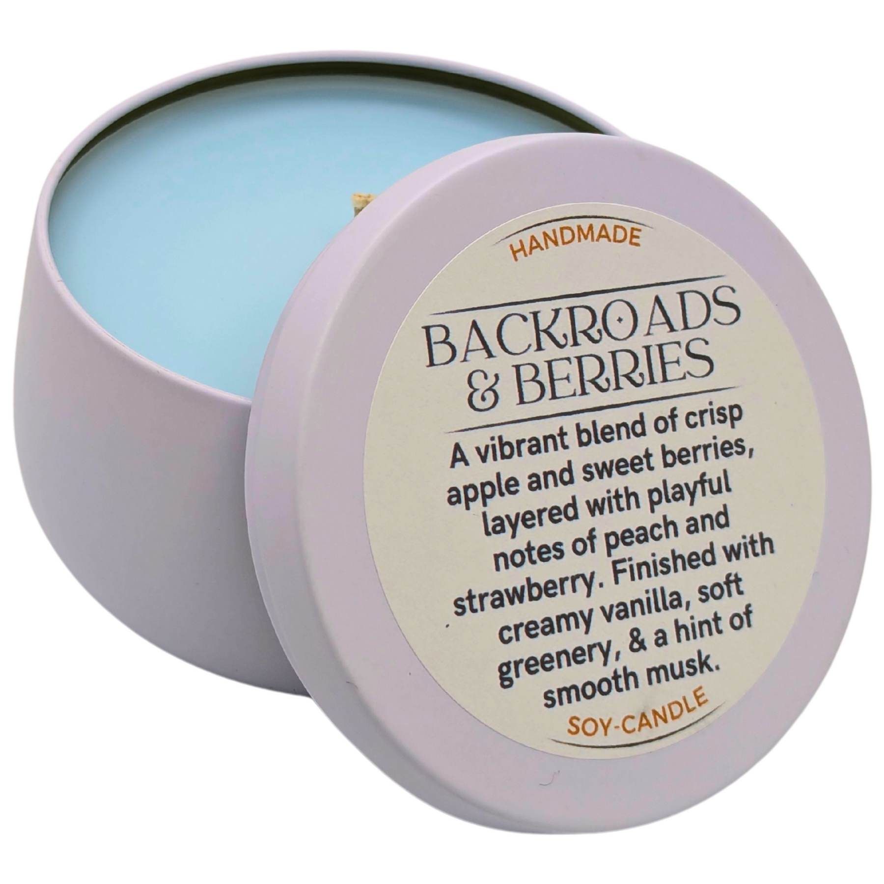 Backroads & Berries™ Tranquil Soy Candle | Nostalgic Country Calm – ResilScents™ by ResilScents, scented candle detail photo 2