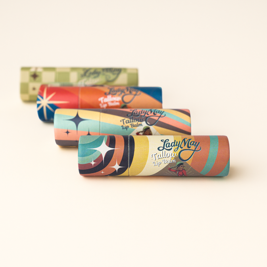 Tallow Lip Balm - CHOOSE A FLAVOR - Natural Beef Tallow Lip Moisturizer with Beeswax & Jojoba Oil by The Lady May, natural skincare main product photo