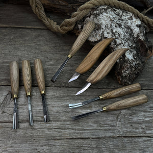 8-Piece Large Wood Carving Tool Set detail view by Sharky Forged Steel Tools
