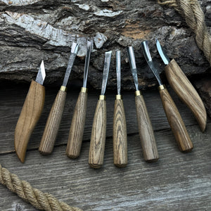 8-Piece Large Wood Carving Tool Set detail view by Sharky Forged Steel Tools