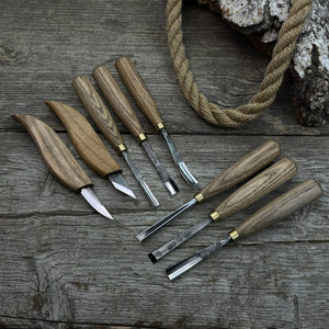 8-Piece Large Wood Carving Tool Set detail view by Sharky Forged Steel Tools
