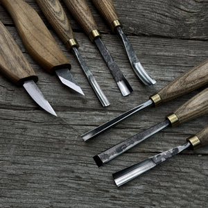 8-Piece Large Wood Carving Tool Set detail view by Sharky Forged Steel Tools