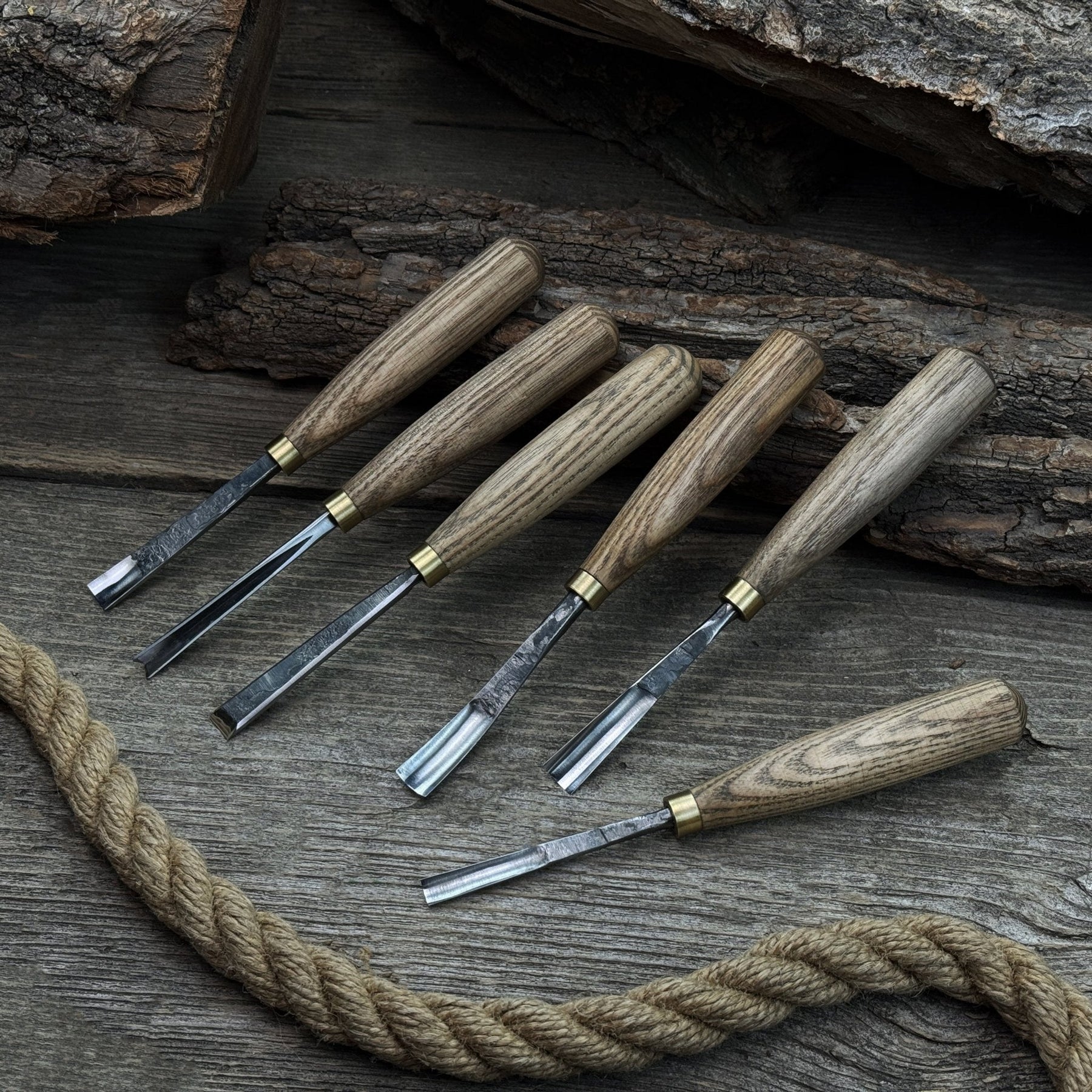 8-Piece Large Wood Carving Tool Set detail view by Sharky Forged Steel Tools