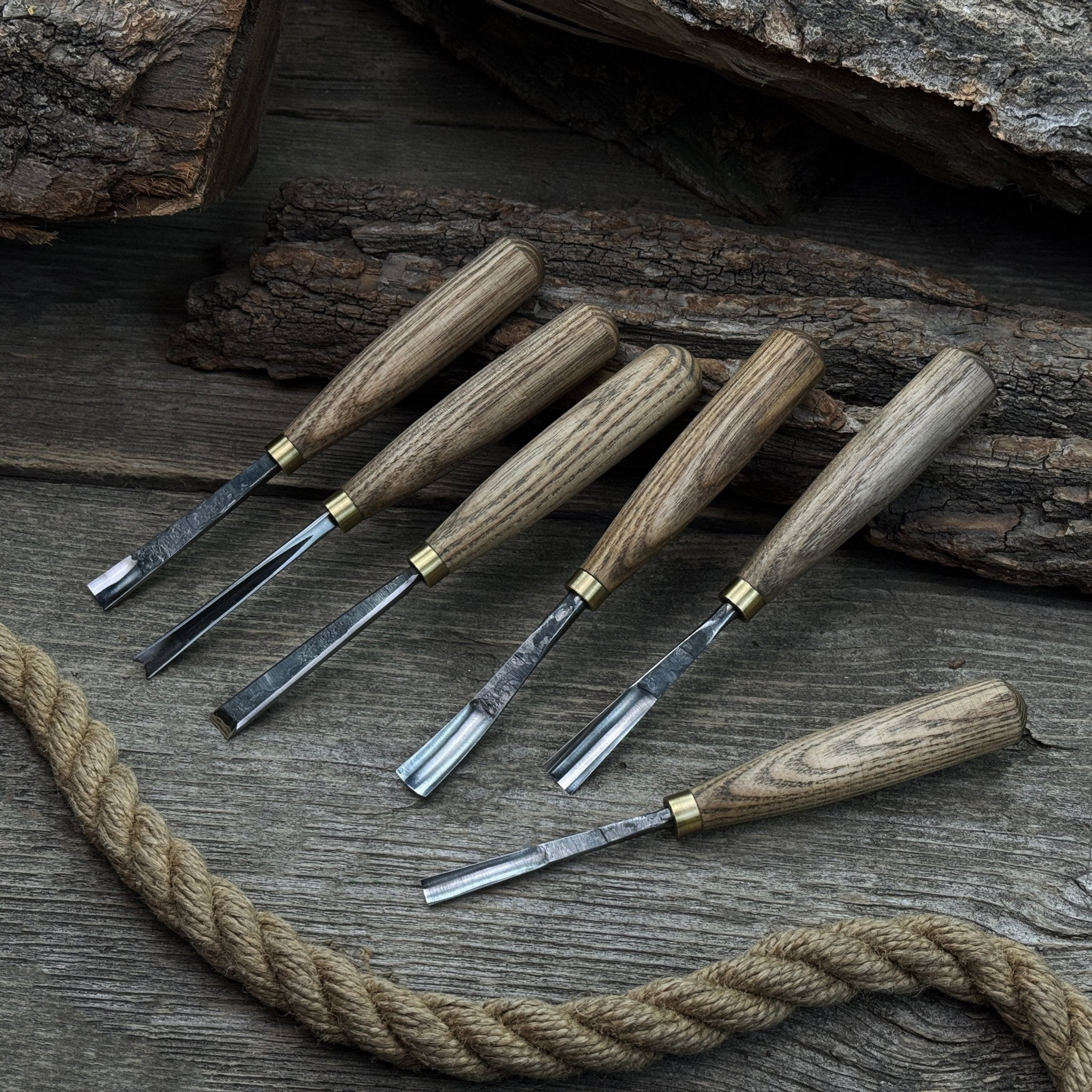 8-Piece Large Wood Carving Tool Set detail view by Sharky Forged Steel Tools