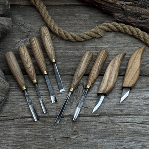 8-Piece Large Wood Carving Tool Set by Sharky Forged Steel Tools