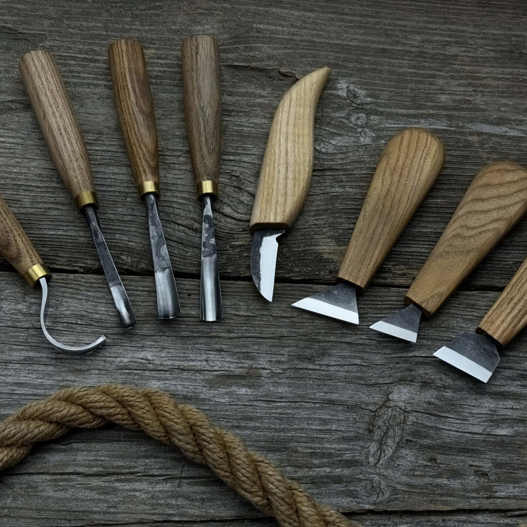 8-Piece Spoon Carving Tool Set with Sharpening Board detail view by Sharky Forged Steel Tools