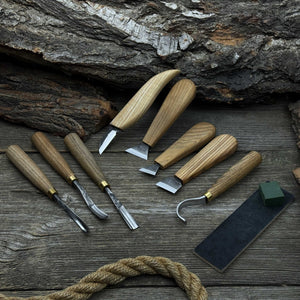 8-Piece Spoon Carving Tool Set with Sharpening Board detail view by Sharky Forged Steel Tools
