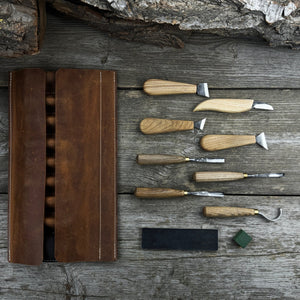 8-Piece Spoon Carving Tool Set with Sharpening Board detail view by Sharky Forged Steel Tools
