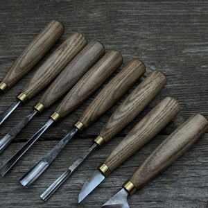8-Piece Wood Carving Tool Set detail view by Sharky Forged Steel Tools