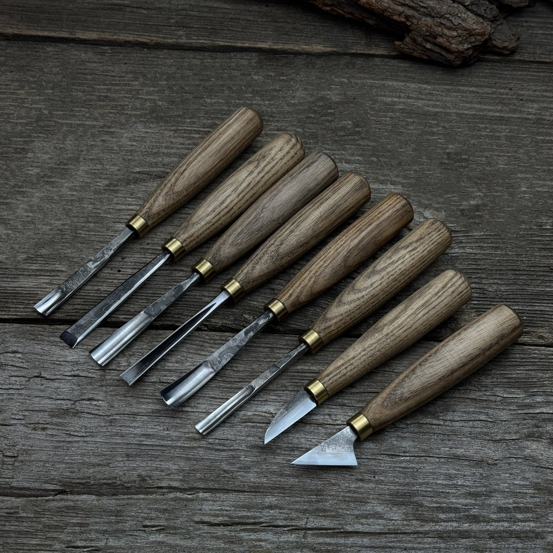 8-Piece Wood Carving Tool Set detail view by Sharky Forged Steel Tools