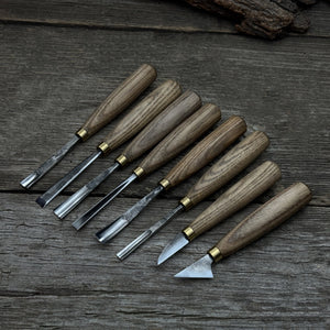 8-Piece Wood Carving Tool Set detail view by Sharky Forged Steel Tools