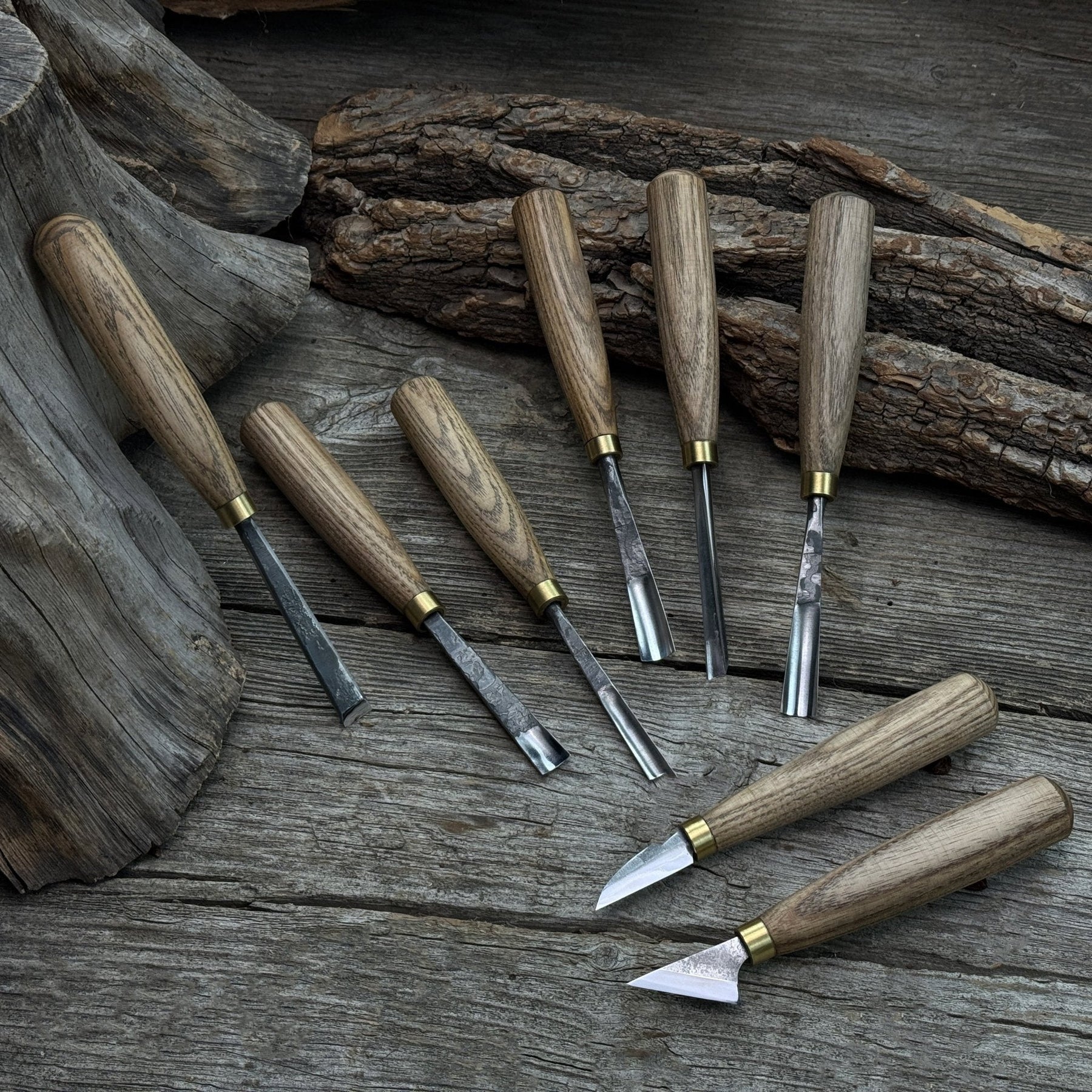 8-Piece Wood Carving Tool Set detail view by Sharky Forged Steel Tools