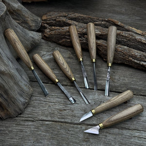 8-Piece Wood Carving Tool Set detail view by Sharky Forged Steel Tools