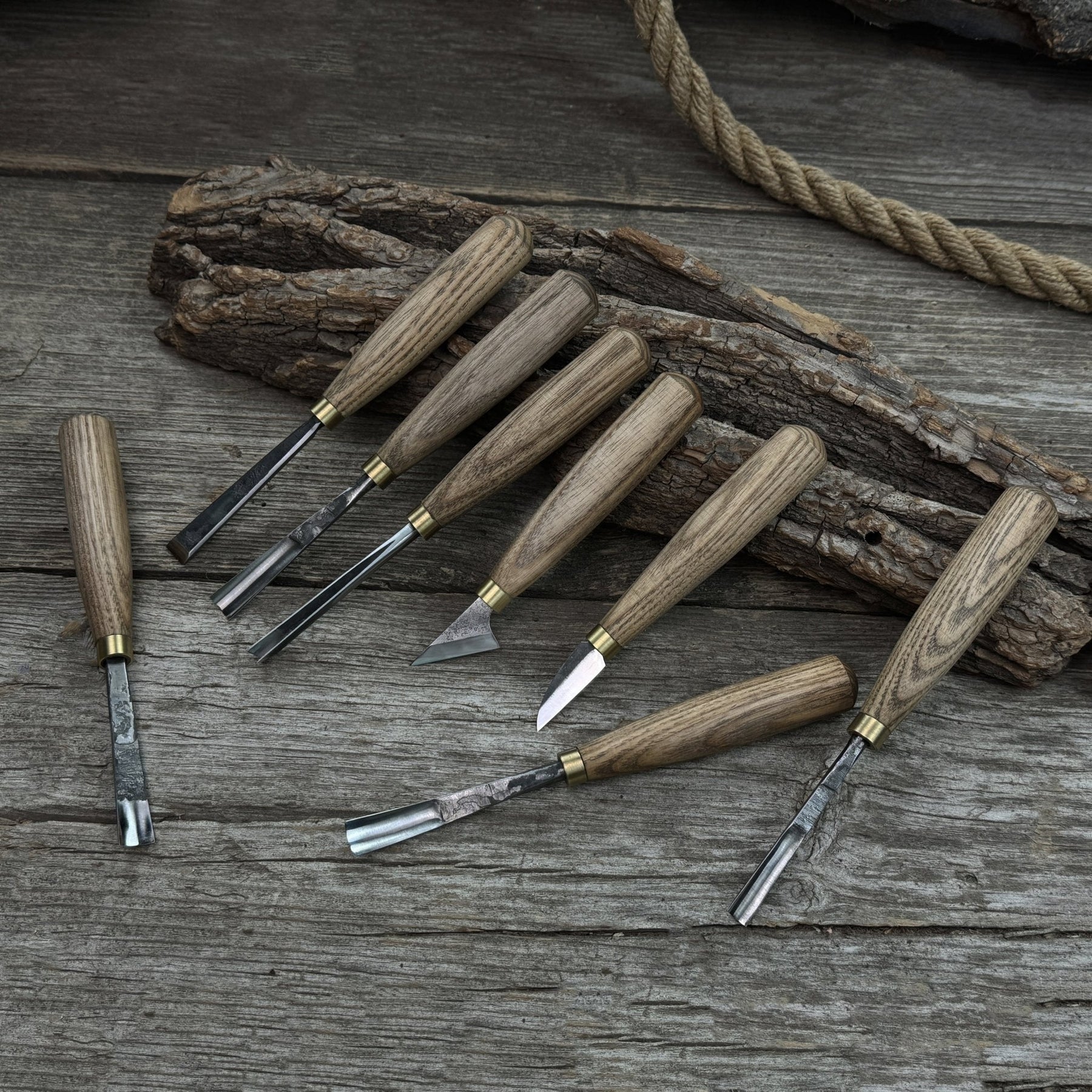 8-Piece Wood Carving Tool Set detail view by Sharky Forged Steel Tools