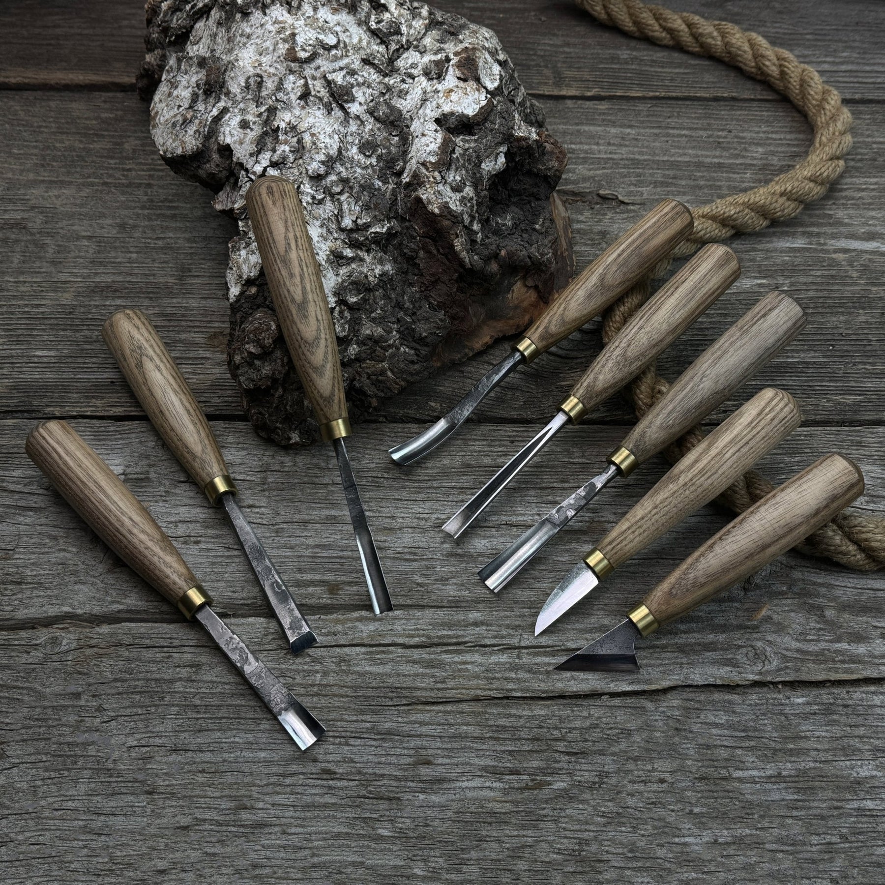 8-Piece Wood Carving Tool Set detail view by Sharky Forged Steel Tools